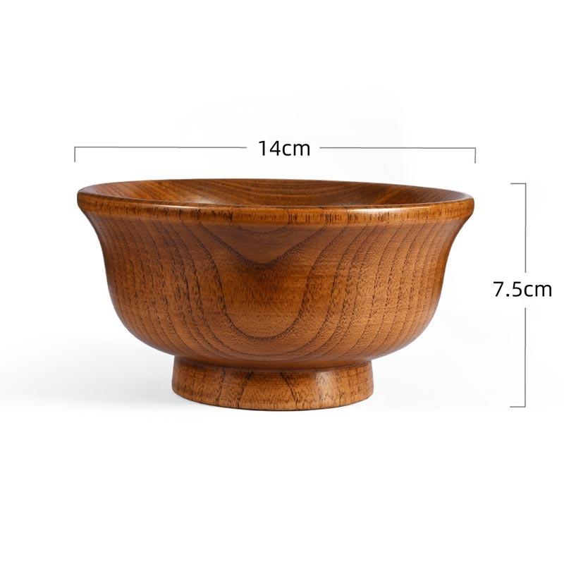 Natural Wood Bowl Sauce Salads Salad Ramen Bowl,Anti Edge High Foot Milk Tea Wooden Bowl Restaurant Creative Anti Scald Bowl