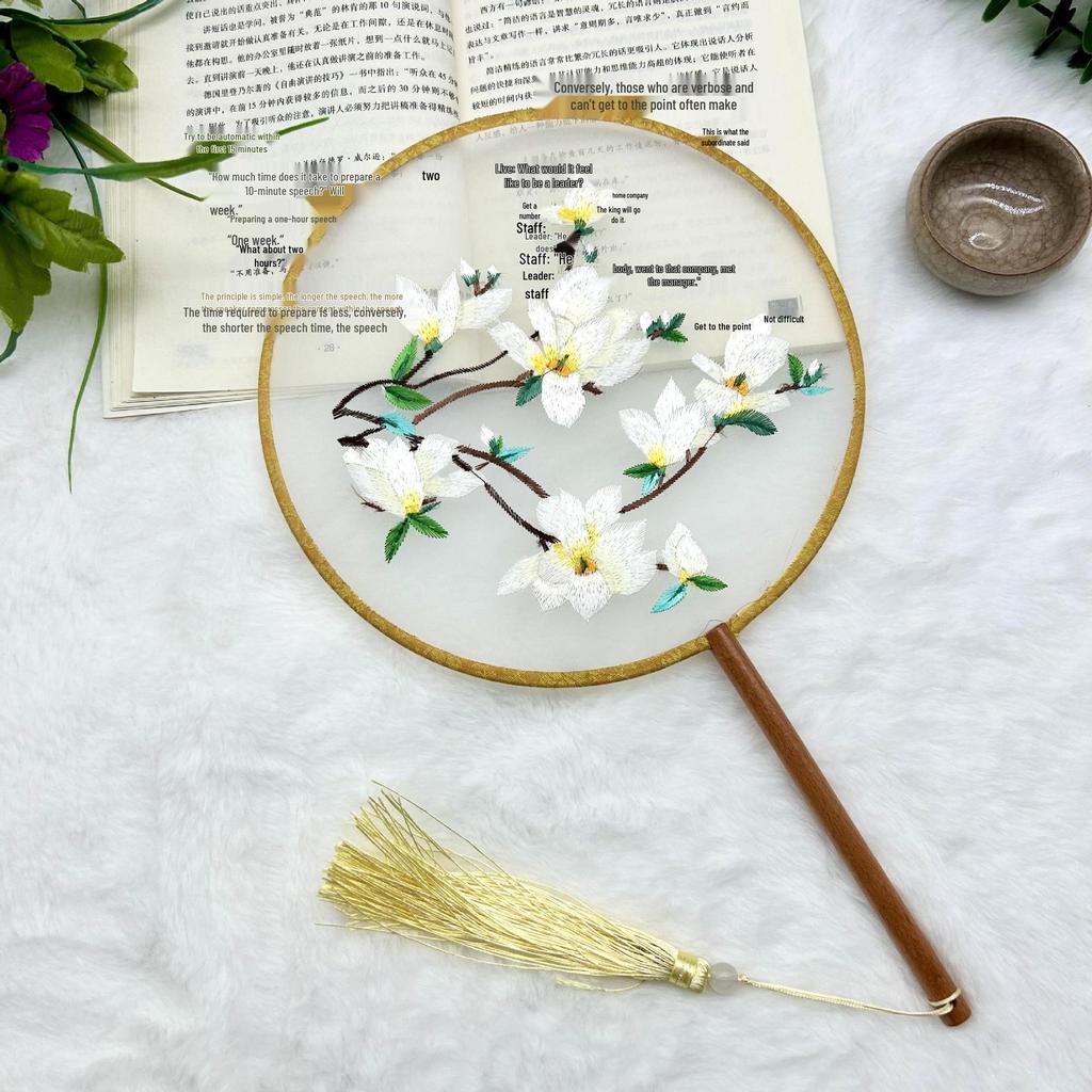 Ancient Style Single-Sided Suzhou Embroidery Dance Fan
