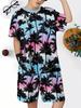 2026 Summer New Children's Set - Street Casual Fashion Comfortable Soft Breathable Lightweight 3D Coconut Tree Pattern Print