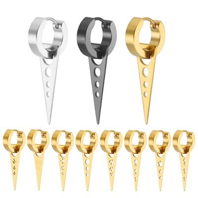 1 Paar Silber/Schwarz Titanstahl Piercing Ohrring Dreieck Geometrisch Korea Punk Schmuck Herren- und Damenschmuck
