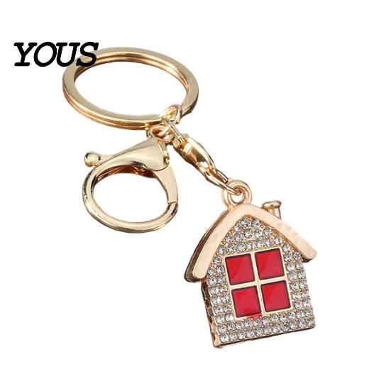 Non-blackening Metal Keychain Pendant, 3D Cabin Shape Key Holder with Lobster Long-lasting Shiny Clasp And Ring, Anti-Oxidation Fall-Resistant Window