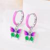 New 925 Silver Bee Butterfly Pink Lily Lotus Earrings for Women Cherry Apple Strawberry Ear Studs Elegant Party Jewelry