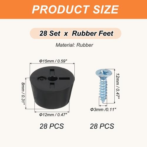 PATIKIL Rubber Furniture Feet Pads, 15x12x8mm, Anti-Vibration, Anti-Slip Bumpers, 3mm Screw-In Round Black Pads, for Electronics, Furniture, Cutting B