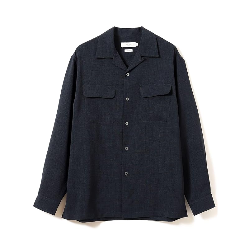 

[Beaming life store by BEAMS] L/S shirt [Setup compatible] linen-like open collar shirt men s NAVY M_92110383639
