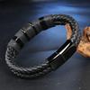 Leather stainless steel bracelet, top and bottom buckle accessories, genuine leather bracelet, men's bracelet jewelry.