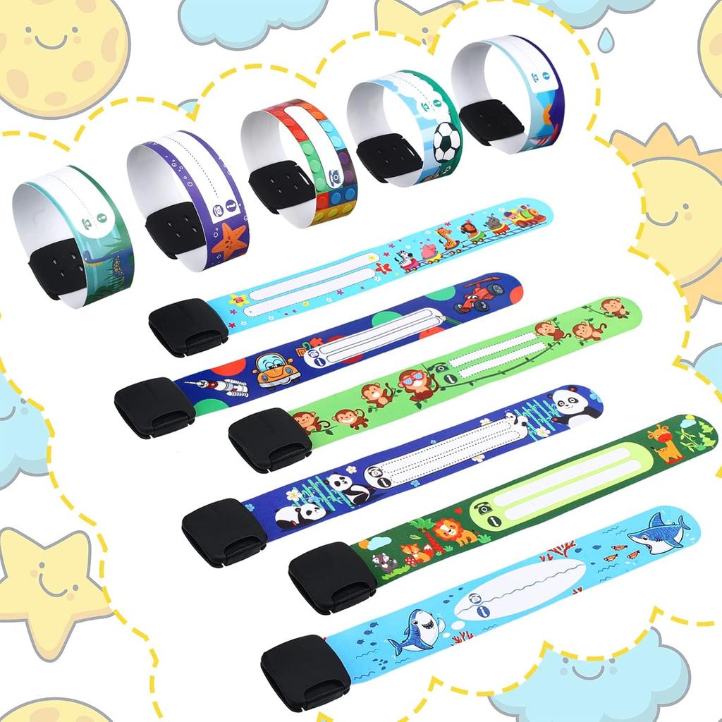 Chinco 14 Pieces Children Safety ID Wristband Reble Identification Bracelets Waterproof ID Band Safety Wristband for Boys and Girls (Cool Style)