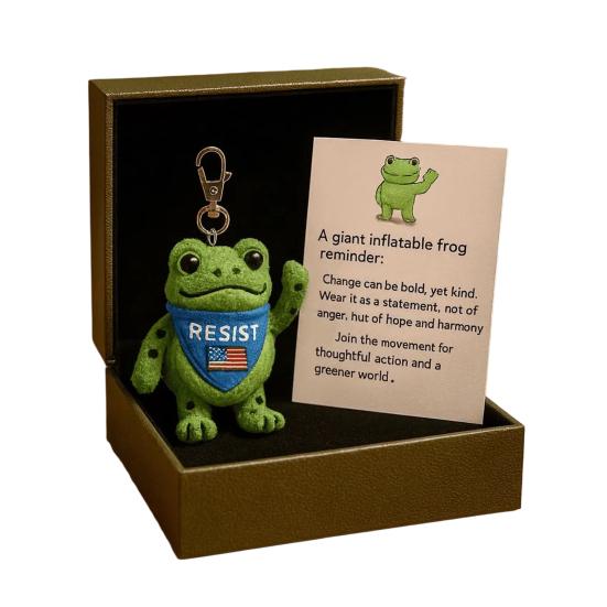 Frog Plush Keychain Soft Portable Eco-Friendly Reminder Toy with Inspiring Card Resist Change Message