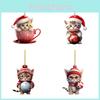 Charming Cartoon Cat Christmas Tree Ornament In Colorful Acrylic For Car Decoration
