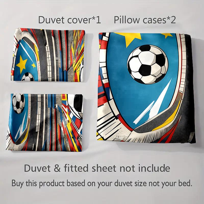 Soccer-themed, colorful, dynamic. Bedding Duvet cover sets Duvet covers Pillowcases gifts (1 * Duvet Cover 2 * Pillowcases, without duvet insert)