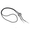 Mens Bolo Tie Necktie Faux Leather Braided Rope Necklace with Metal Round Flower Pendant Jewelry Cowboy Hat Accessories