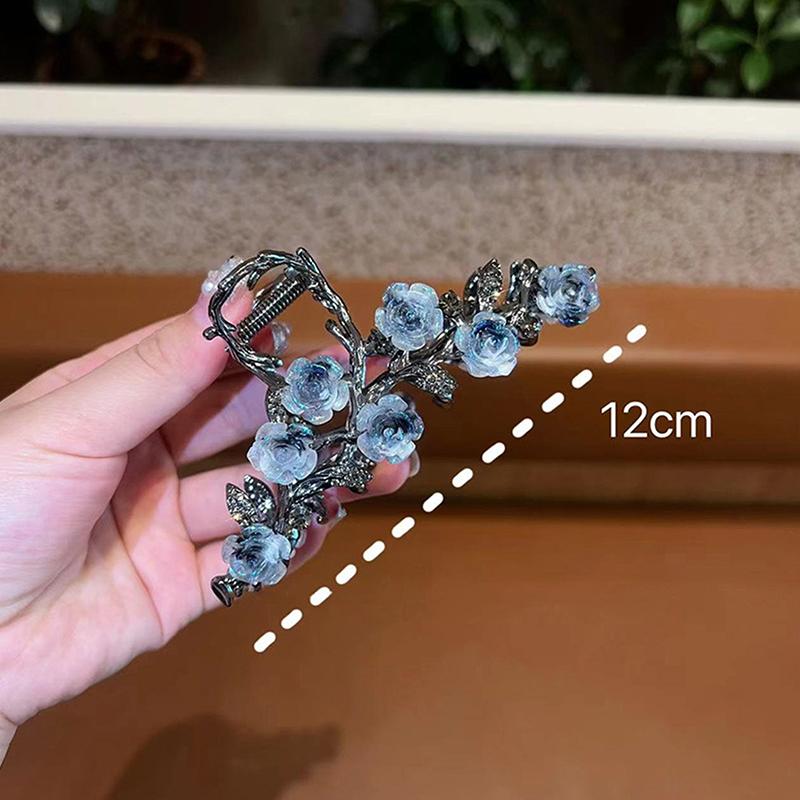 1Pcs Female Flower Hair Claw Grab Clip Retro Ponytail Braid Crab Metal Grab Clip Fashion Sweet Girl Hair Card Hair Accessories