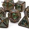 7 Pcs Copper Green Skull Metal Dice Solid Metal Polyhedral Dice Set Suitable for Role-Playing RPG  Board Game Card Game