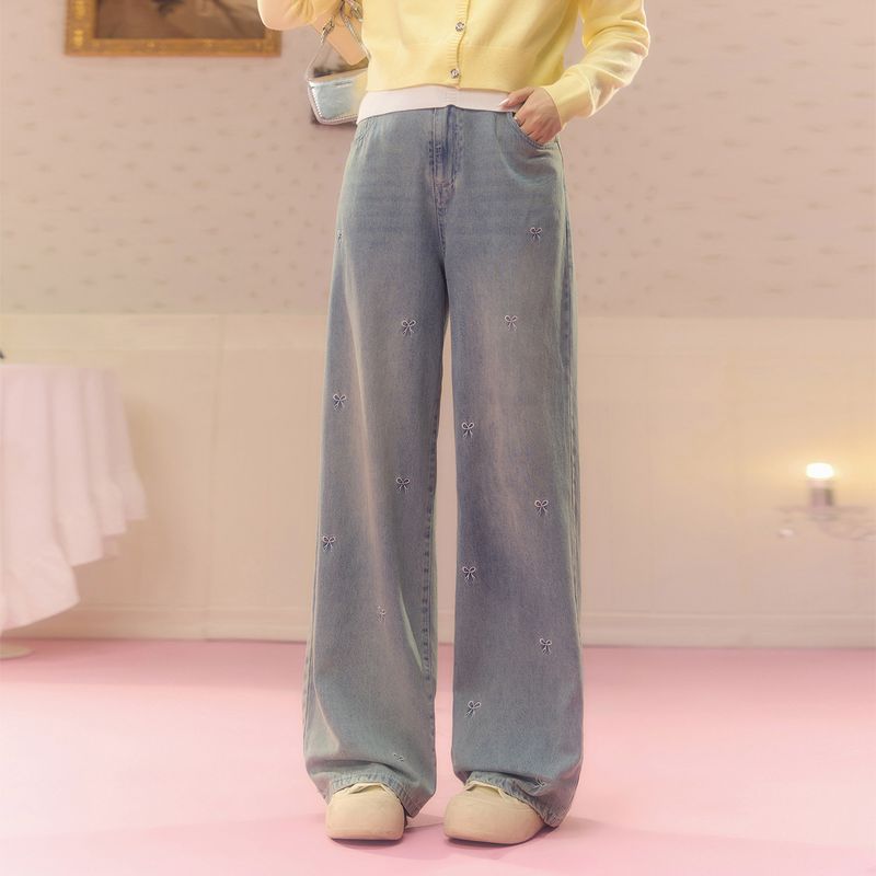 

Zhang Daren 2026 Spring New Plus Size Women s Fashion Slimming Design Jeans American Retro Style Wide-Leg Pants Denim Blue - Batch 2 L