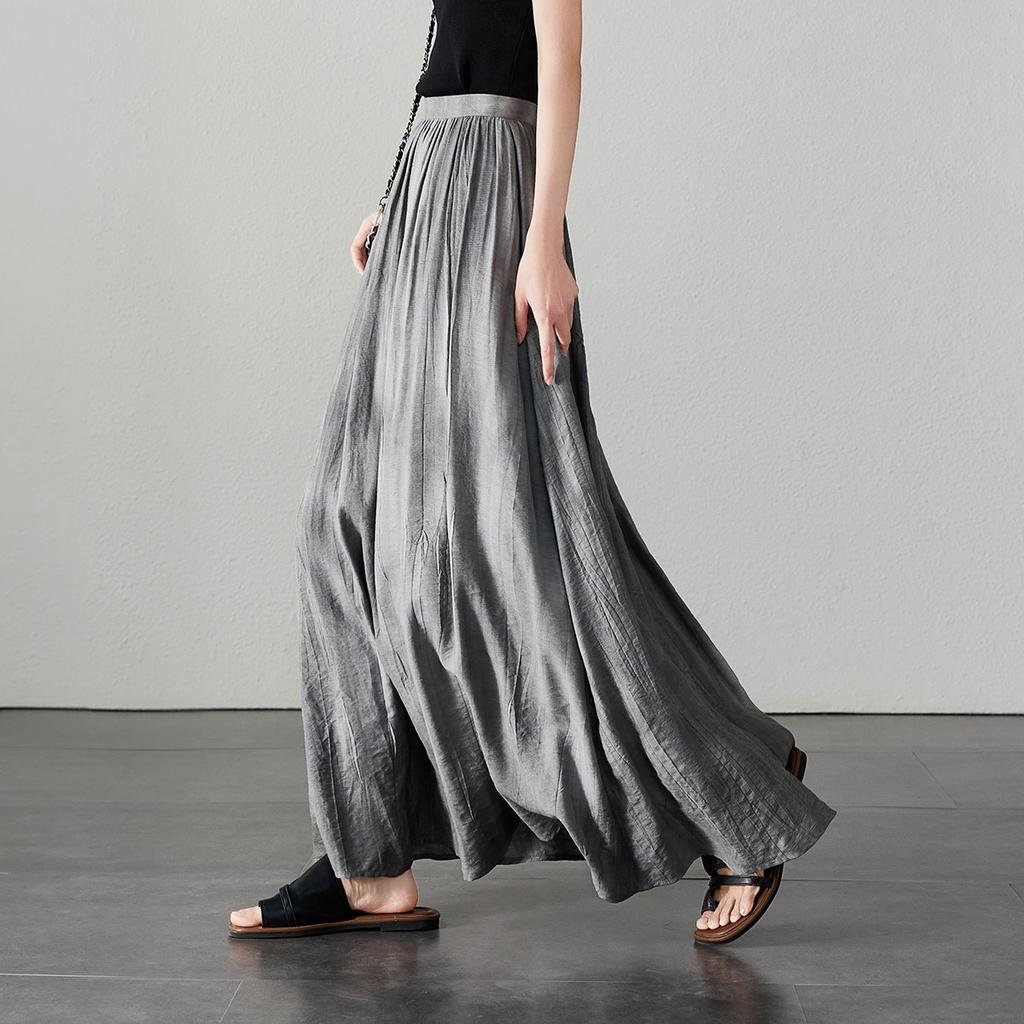 Artistic style umbrella skirt, 2026 summer thin, fashionable, loose, versatile, slimming, medium to long A-line skirt