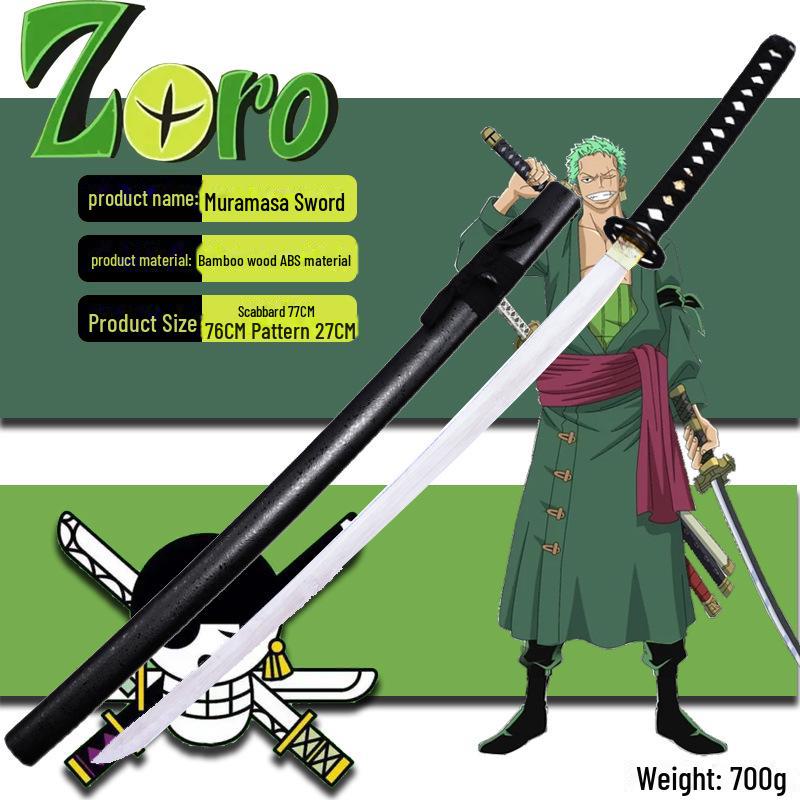 One Piece Zoro Cosplay Wooden Swords: Shusui, Sandai Kitetsu, Yubashiri, 104CM Décor