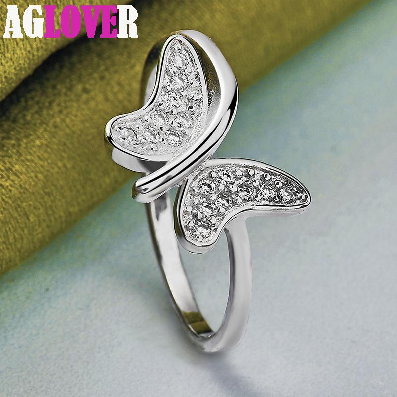 Bague papillon en argent Sterling 925, bijoux en Zircon AAA