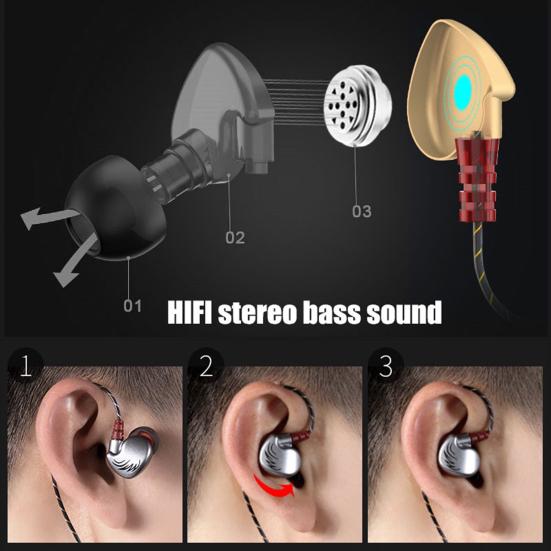 V2 Wired Earphone Comfortable Sensitive Line Control Mega Bass Comfy Headphone for Sports