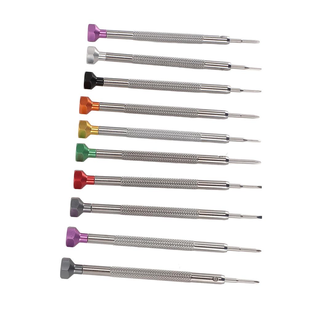 Ensemble de 10 tournevis miniatures en aluminium et acier inoxydable, cruciformes et plats, ensemble de tournevis de réparation de montres pour montres et bijoux