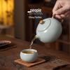 Handmade Ru Kiln Sky Blue Crackle-Glazed Ceramic Teacup for Gongfu Tea