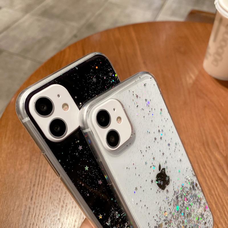 Cute Girl Glitter Stars Soft Silicone Phone Case Cover for Iphone 14 15 Pro Max Plus for Samsung S24 A05 A05S A15 A55 For Redmi 12 12C 13C POCO C65