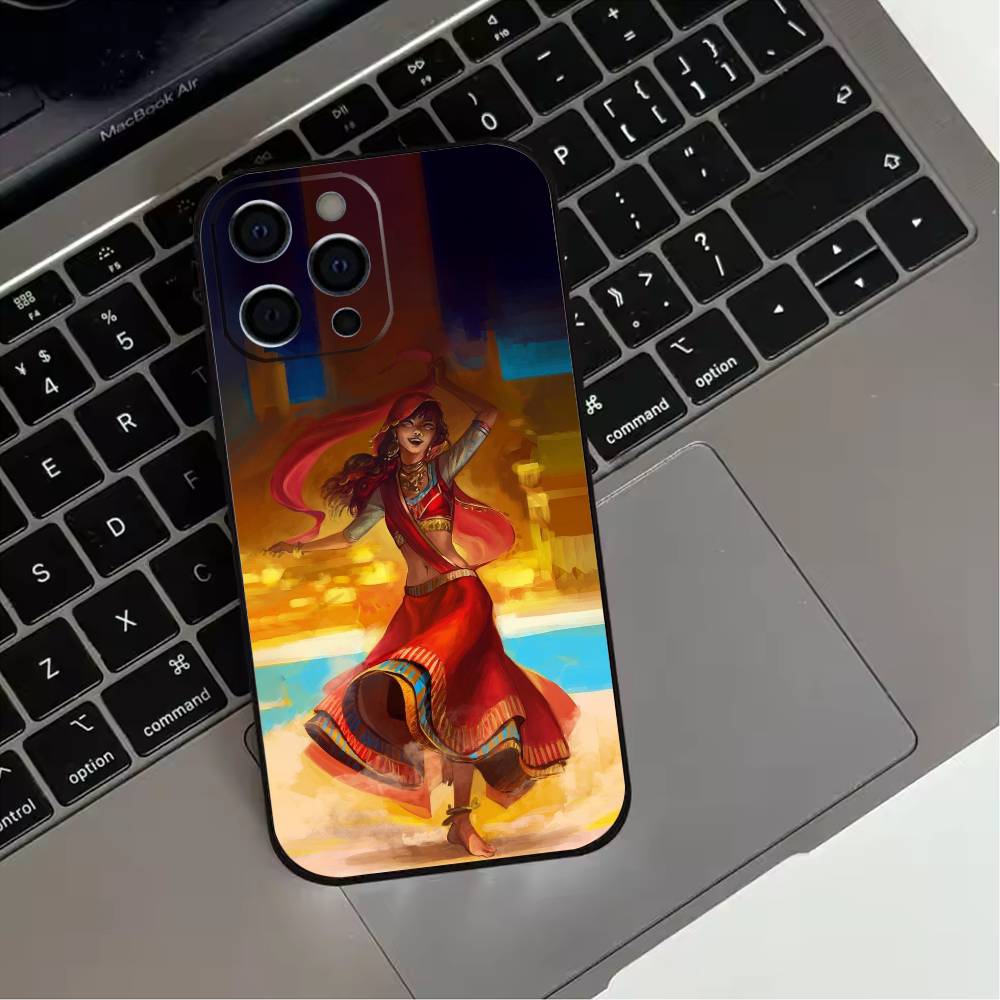 

I-Indian Girl I-Illustration Phone Case For iPhone 17,16,15,14,13,12,11 Plus,Pro Max,XS,Soft Silicone Black Cover iPhone16