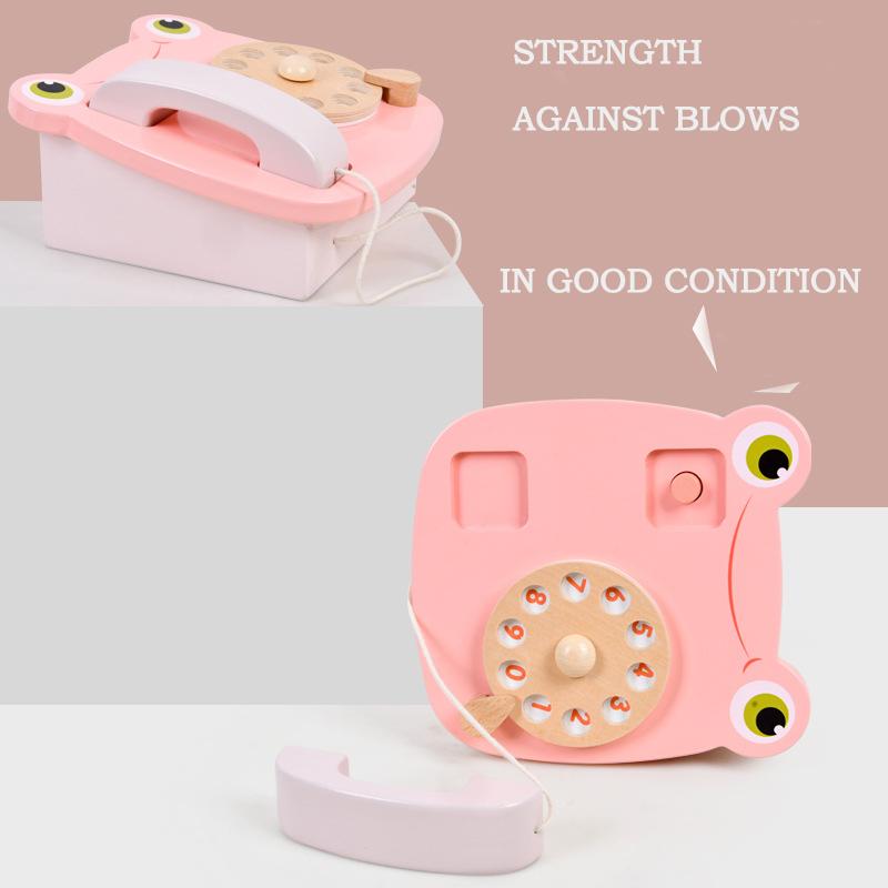 BABIBO Wooden Simulation Frog Telephone Play House Parent-child Interactive Toy Children's Day Gift Baby Cognition