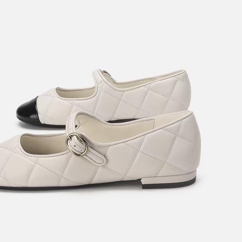 Mary Jane shoes women's round head shallow mouth flat bottom ballet shoes versatile word with diamond retro