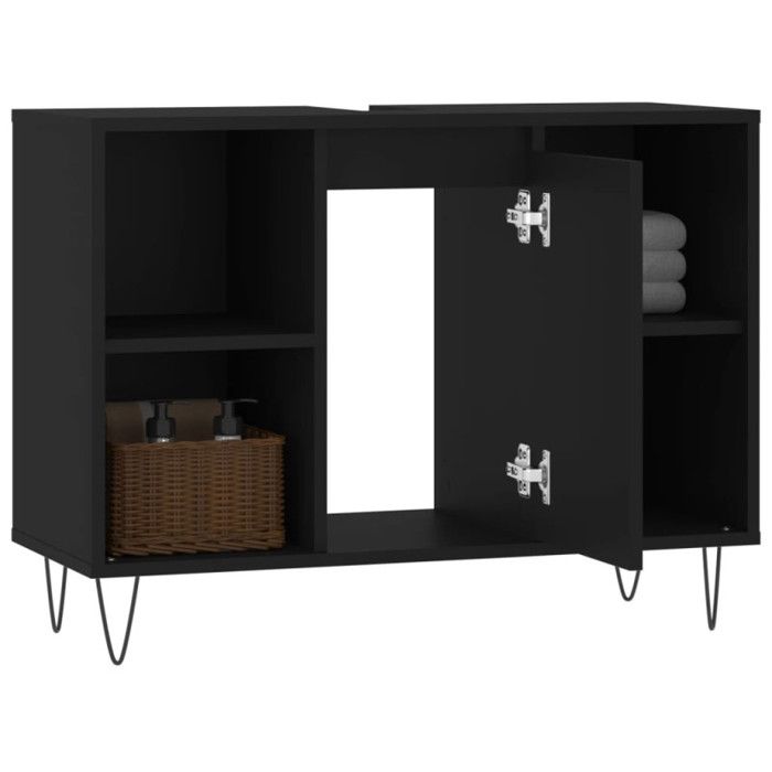 VidaXL Armoire de salle de bain noir 80x33x60 cm bois d'ingénierie 831629
