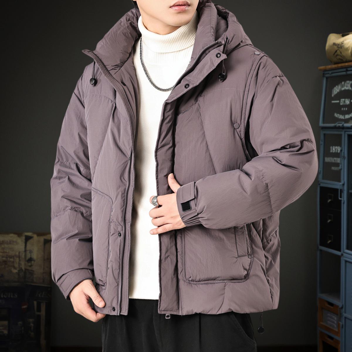 

2025 Men s Trendy White Duck Down Winter Hooded Puffer Jacket - Loose Fit, Plus Size L fits 110-130 jin фіолетовий