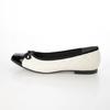IK Plus Women's Quilted Flat Pumps, Size 153, White Quilting/Black, Size E, 25.5 Cm, 2E