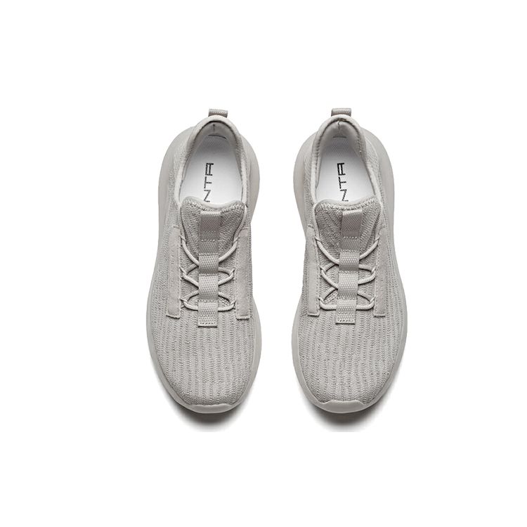 Anta Lifestyle Series Fabric Two-Layer Cowhide Shock Absorbing Non-Slip Wear-Resistant Low-Top Sports Casual Shoes Men Sneakers Gray 91848801-4