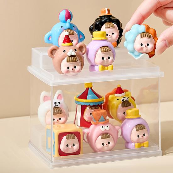 Úložný výstavní stojan Mini organizér na sošky Průhledný design Prachotěsný Stohovatelný Vitrína Úložný box