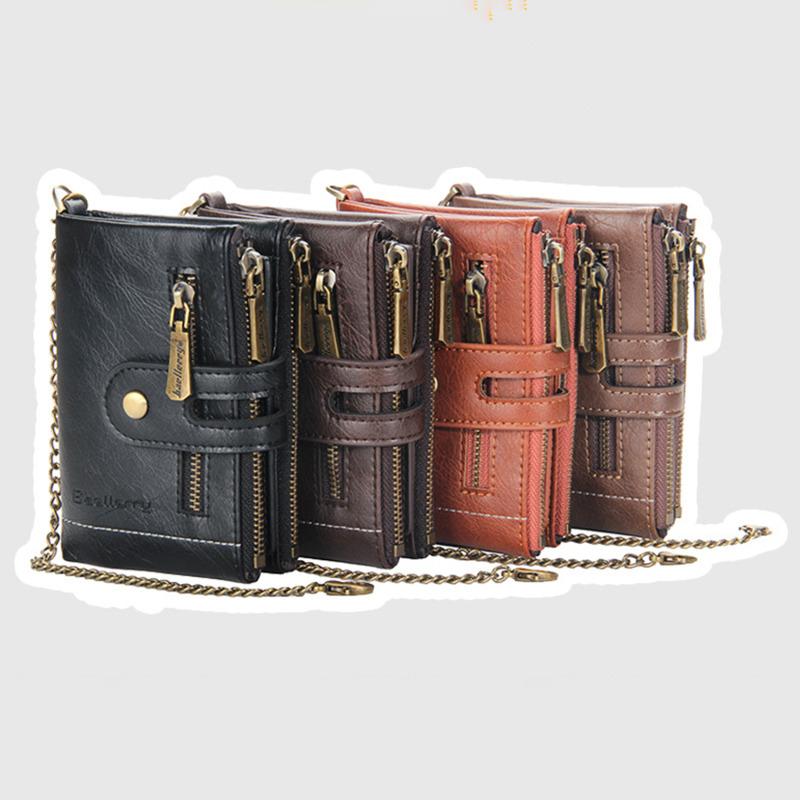 Classic Short PU Leather Wallet Cash And Card Storage Purse With Chain For Men Women Daily Use And Gifting