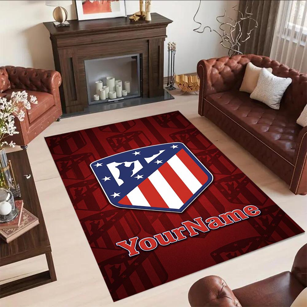 Atletico Madrid Personalized Name Carpet Perfect for Bedrooms Foyer Hallway Entryway Anti-slip Rug Decorate Offices Gift for Festivals