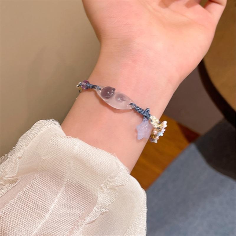 Handmade Resin Star Charm Bracelet With Floral and Cats Designs Jewelry Gift for Her