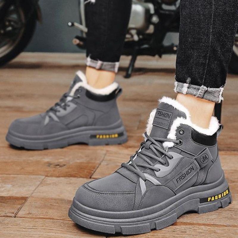 Men Super Thick Fleece Lined Snow Boots Outdoor Hiking Warm Winter Cotton Shoes