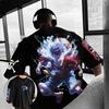 T-Shirt Men's Black Graphic Tee Anime Blue Lightning Print Oversized Streetwear Anime Cosplay