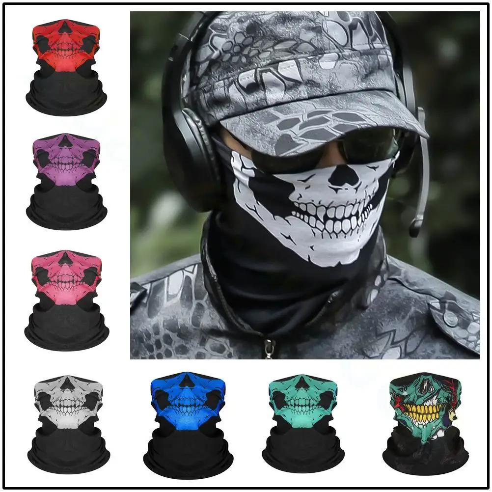 Cycling Face Mask Riding Scarf Breathable Skull Print Neck Gaiter Women Bandana Headwear Headband Snood Hiking Mask Balaclava