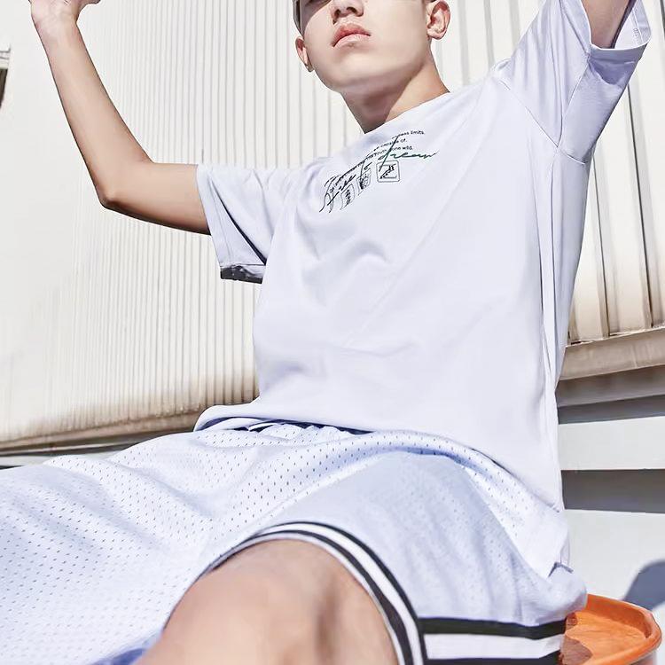 Anta Letter Print Crew Neck Short Sleeve T-Shirt Unisex Tops Light-Orchid 152321161-3