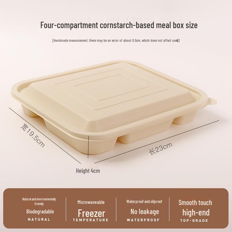 Youheyoumi Biodegradable Corn Starch 4-Compartment Lunch Boxes