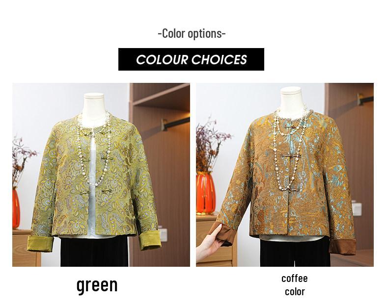 2026 Elegant Floral Embroidered Retro Jacket for Middle-Aged Women