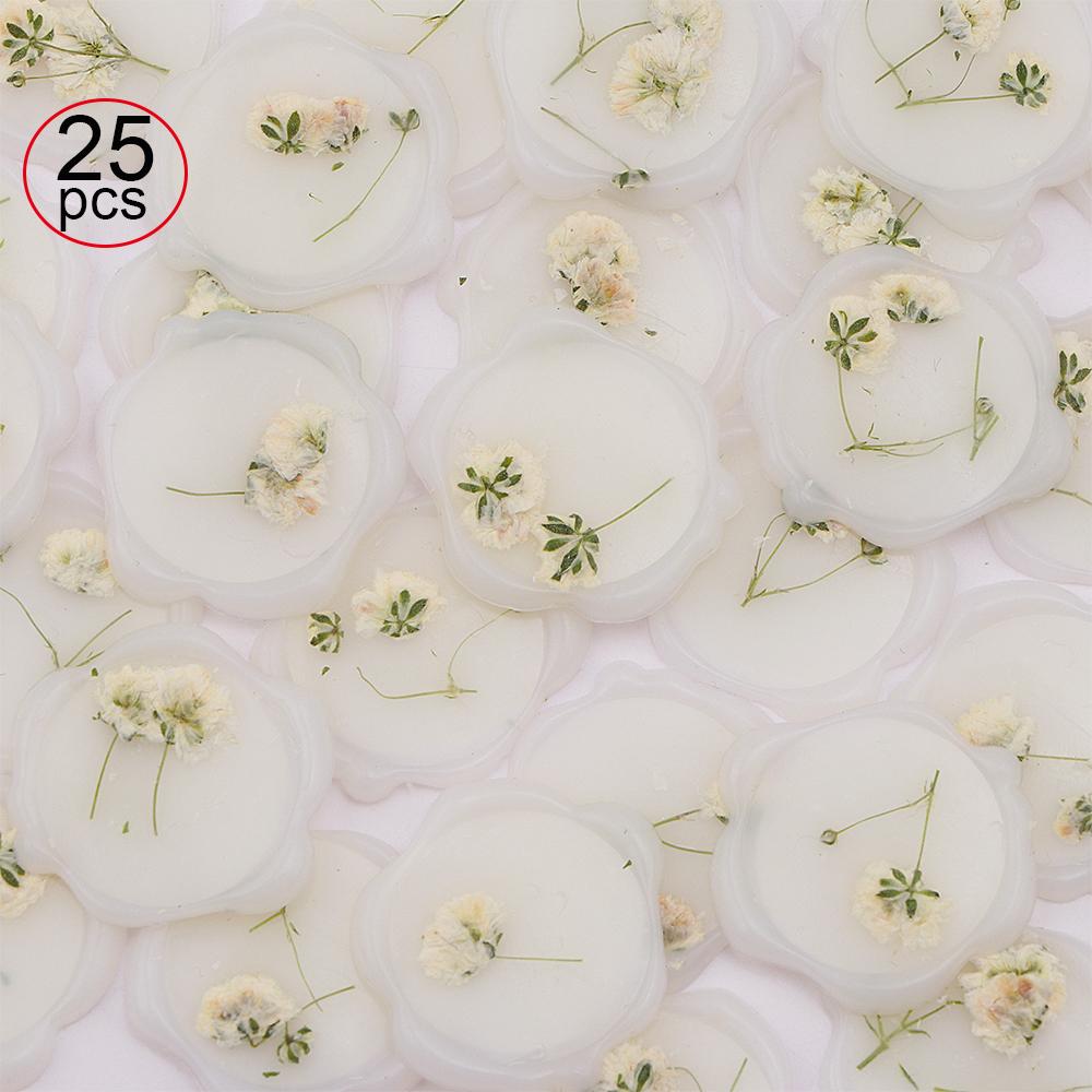 25 Pcs Self Adhesive Wax Seal Stamp Stickers for Wedding Envelopes Dry Floral Wax Seal Sticks Wedding Wax Seal Sticker Backing