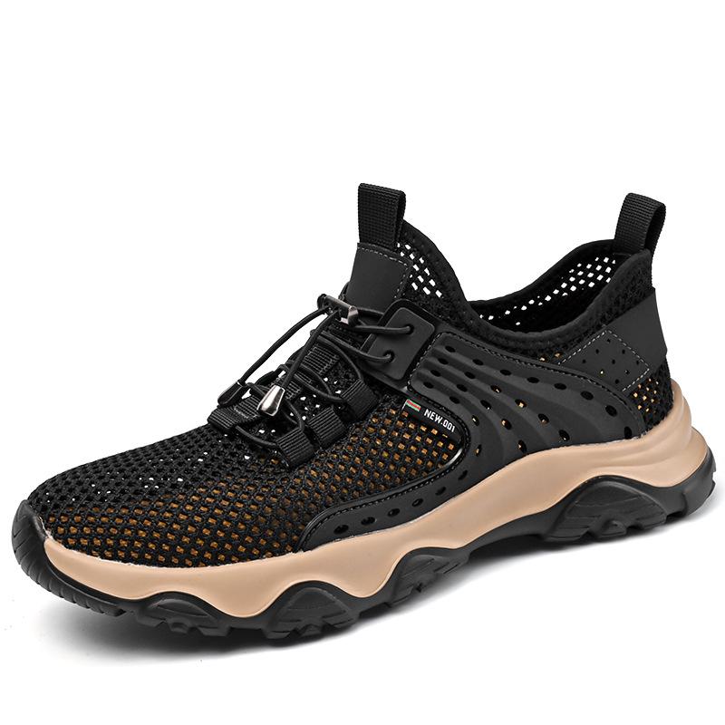 

Sneakers men s 2025 new summer breathable and lightweight soft-soled mesh shoes hollowed out one-pedal non-slip outdoor casual shoes Leather shoe size (one size larger than sneakers) чёрный