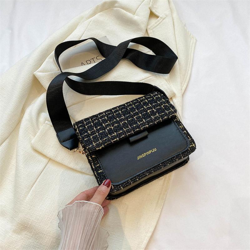 

Fashionable Women s Small Square Bag In Black And Houndstooth Patterns For Everyday Use Black