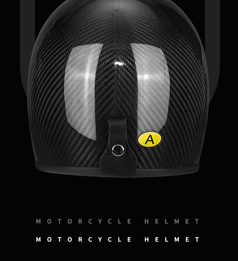 AD Retro Carbon Fiber Fiberglass Motorcycle Helmet for Cruiser, Scooter, and Moped