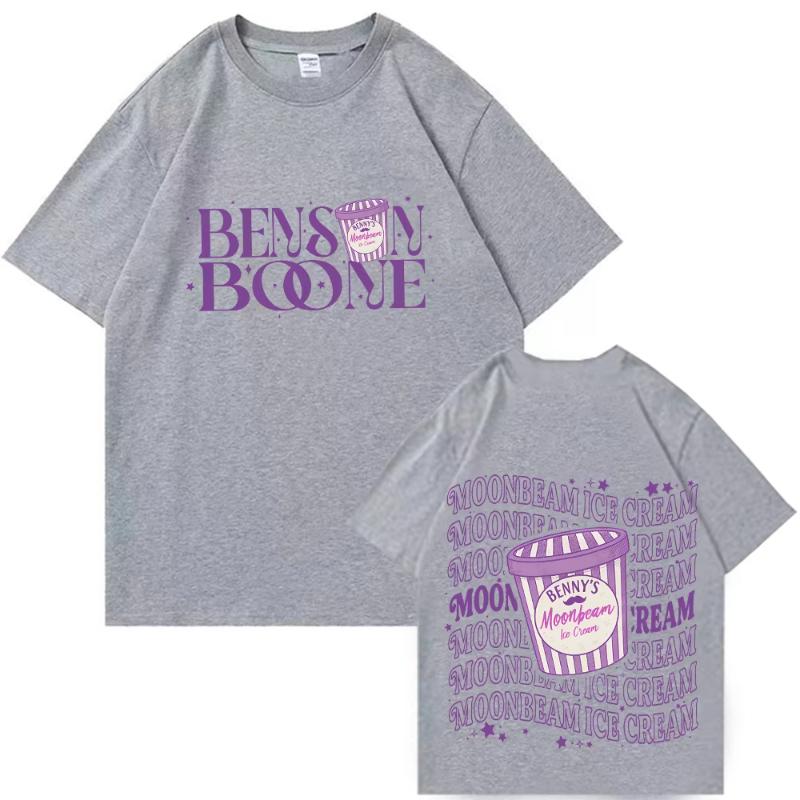 2025 Estate Benson Boone Moonbeam Ice Cream 100 Cotone Puro Maglietta Stampata Merch del Tour Pullover Unisex Oversize Uomo e Donna