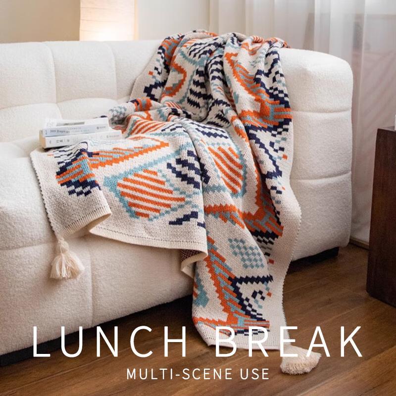 Wuyinliangpin Knitted Blanket, All-Season Throw, Office Air Conditioning Blanket, Children's Nap Throw, Small Quilt for Afternoon Rest, 130x200cm