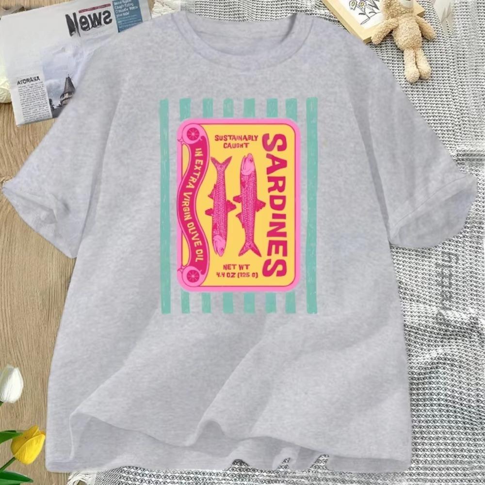 Sardines Graphic TShirt Retro Foodie Tee Tinned Fish Print T Shirt Coastal Summer Tee Fisherman Tee Men and Women Clothing