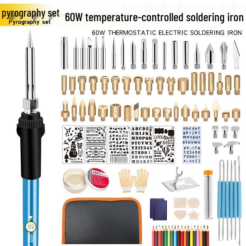 806 Verstellbarer Temperatur 60W Elektrisches Lötwerkzeug-Set, 110-teiliges Pyrographie & Reparatur Werkzeugset