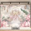 2D Indian Ganesha Backdrop, Traditional Puja Scene Background for Religious Ceremony